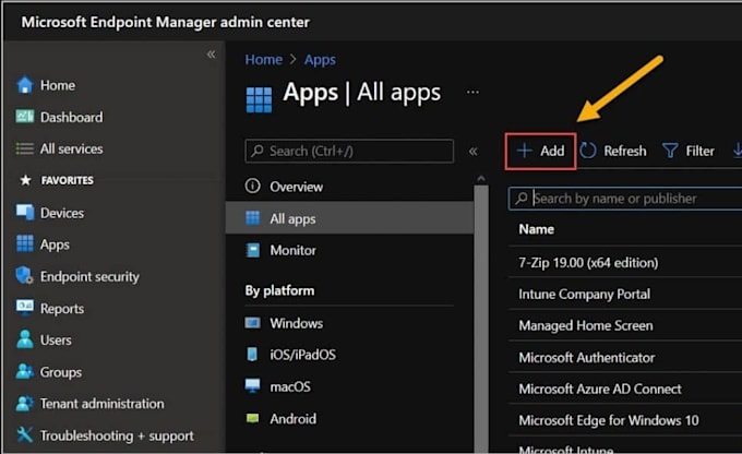 set up microsoft intune app deployment for your business