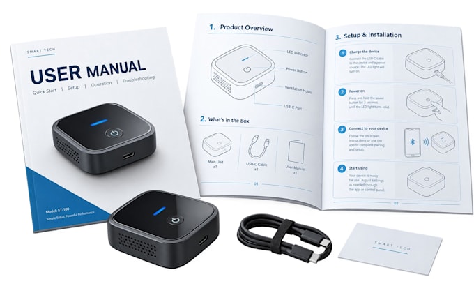 design product manual, instruction manual, user guide and user manual PDF