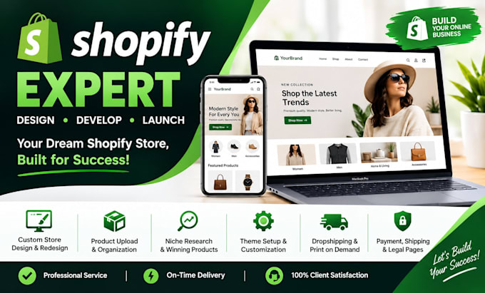 develop, design, and launch your ecommerce shopify website