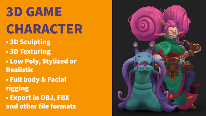 create 3d game character for unreal engine 5 and unity with 3d character rigging