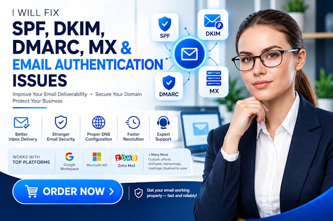 fix spf, dkim, dmarc, mx and email authentication issues