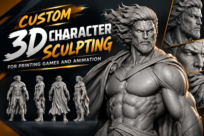 create custom 3d character sculpting for printing games and animation