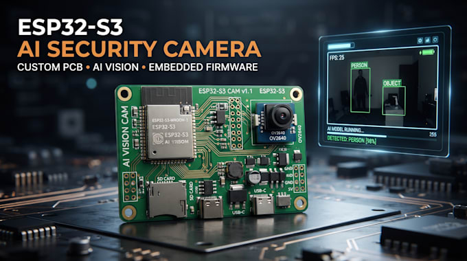 create esp32 s3 security camera pcb with ai vision and embedded firmware