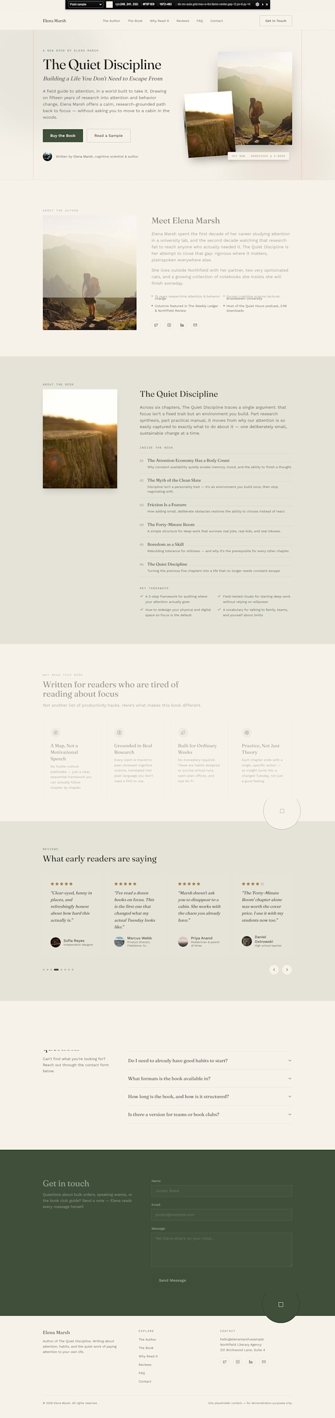 create a responsive author website for ebook writers