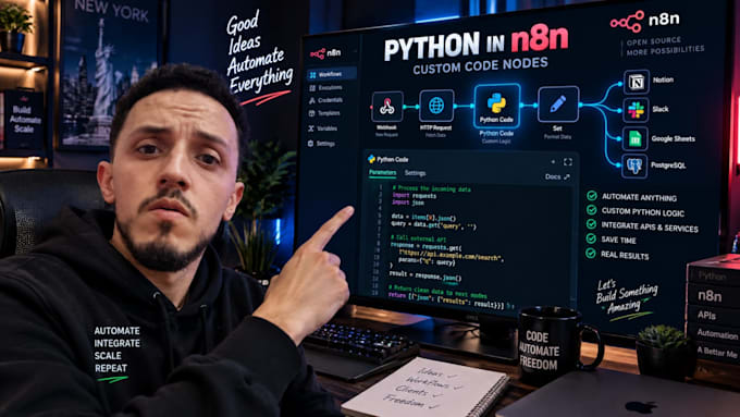 write custom python scripts and complex n8n code nodes