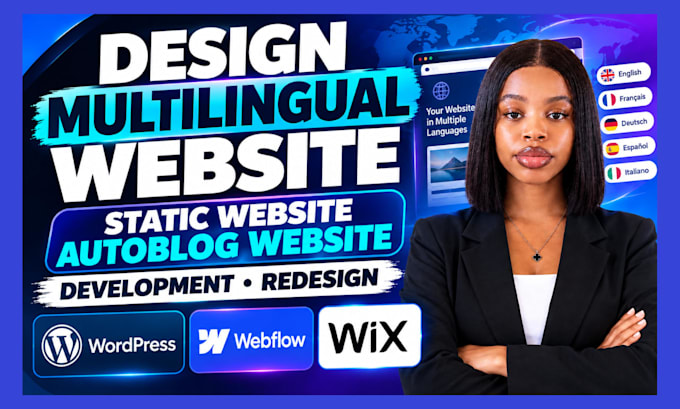 design multilingual website static website autoblog website development redesign