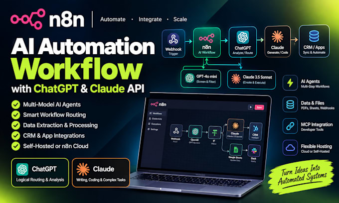 develop n8n ai automation workflow with chatgpt and claude api