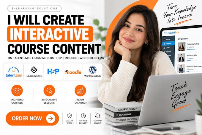 create an interactive course on talentlms, learnworld, h5p, moodle wordpress lms