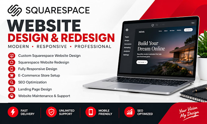 design or redesign squarespace website, squarespace design