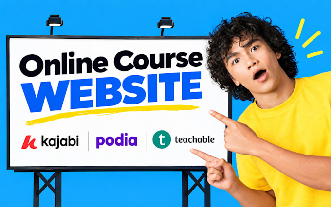 do online course website, kajabi website, podia, teachable website