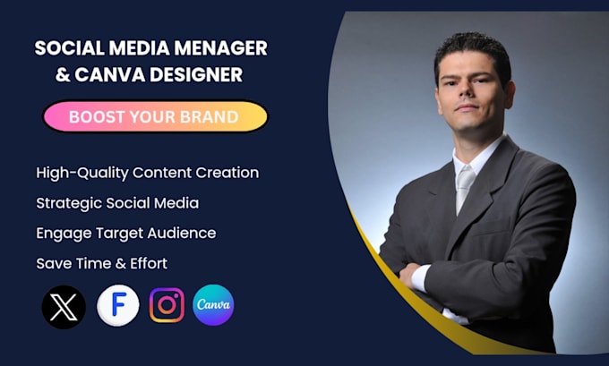 be expert canva design social media manager and posts