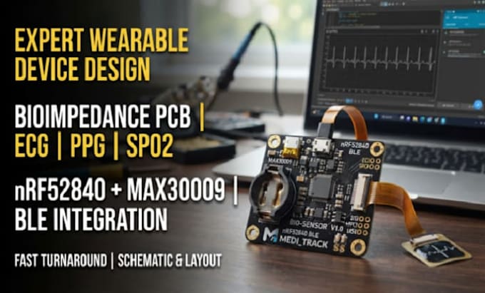 design bioimpedance pcb max30009 nrf52840 ecg ppg spo2 ble wearable device