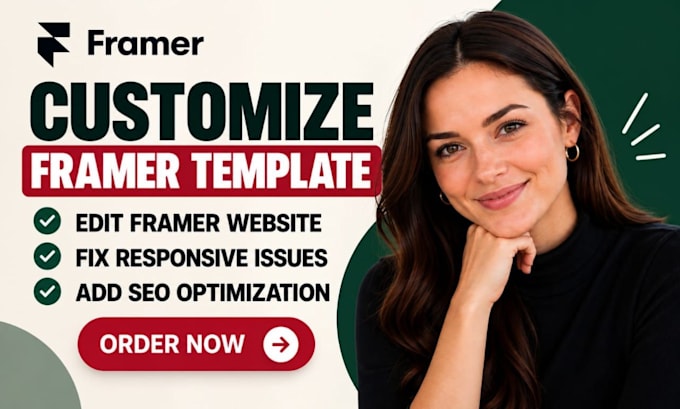 customize framer template edit framer website fix responsive issues and add SEO