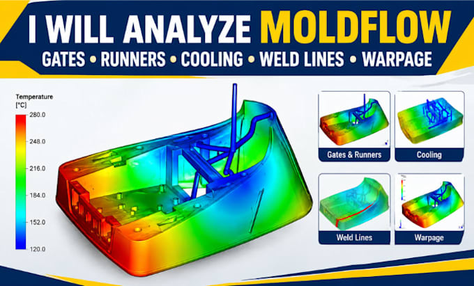 analyze moldflow gates runners cooling weld lines and warpage