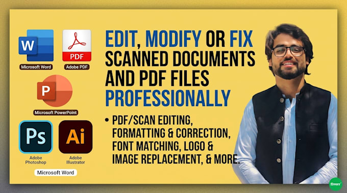 edit modify or fix scanned documents and PDF files professionally
