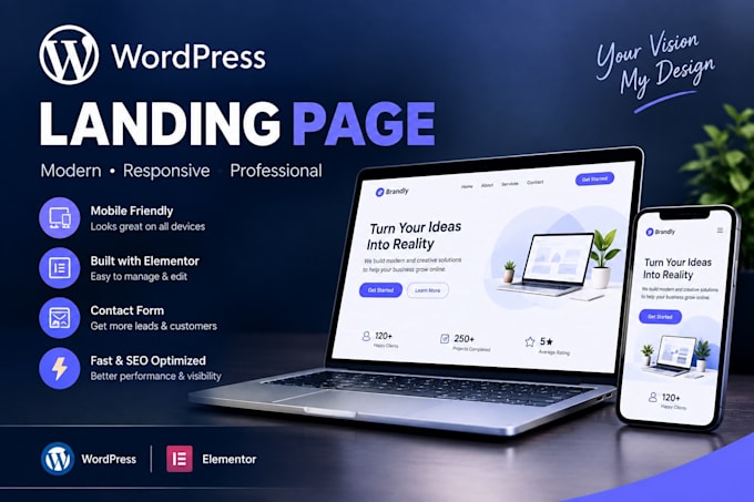 design a modern responsive wordpress landing page