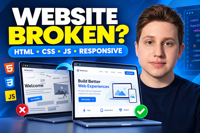 fix HTML CSS javascript and responsive issues