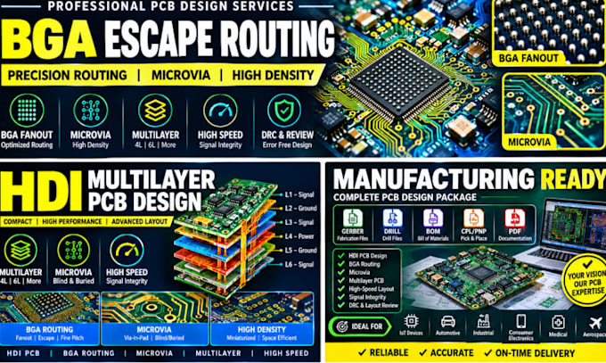 design high speed hdi pcb, multilayer pcb with bga and microvia routing