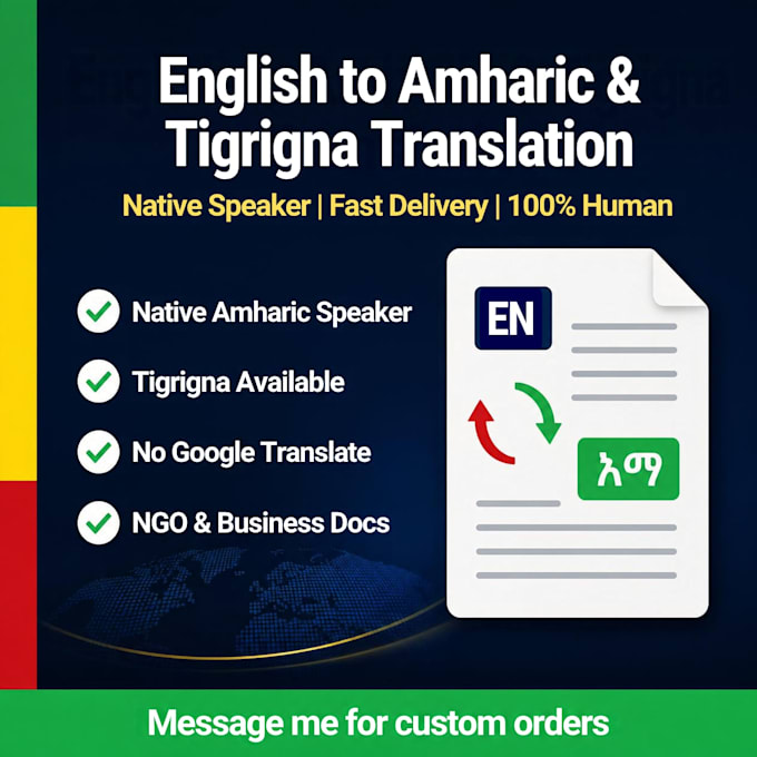 translate english documents to amharic or tigrigna professionally