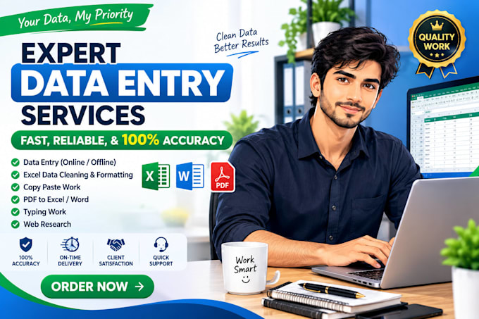 do data entry, web research, and excel, copy paste work
