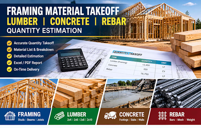 do framing material takeoff lumber concrete rebar quantity estimation