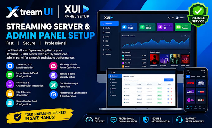 setup xtream ui panel xui server epg configuration, iptv panel setup admin panel