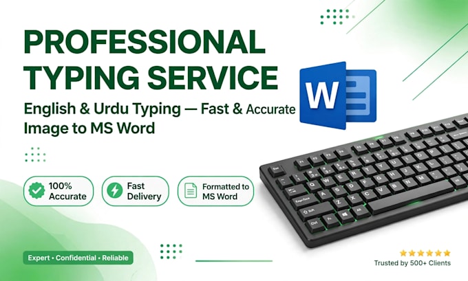 do fast urdu english typing, image to word, pdf to word typing