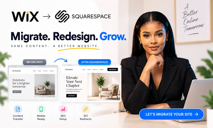migrate wix website to squarespace website redesign squarespace to wix seo setup
