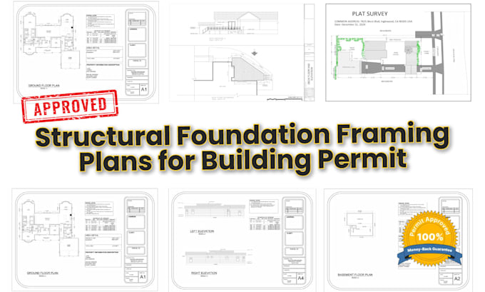 draw structural foundation framing plans for building permit