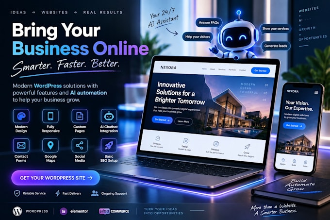 create a modern responsive wordpress website with ai chatbot