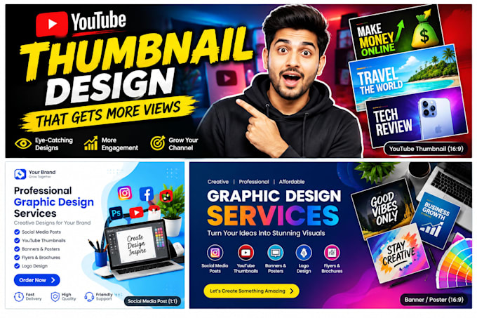 design social media posts and thumbnail poster temple logo
