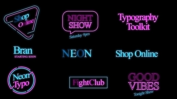 create animated neon typography and text animation videos