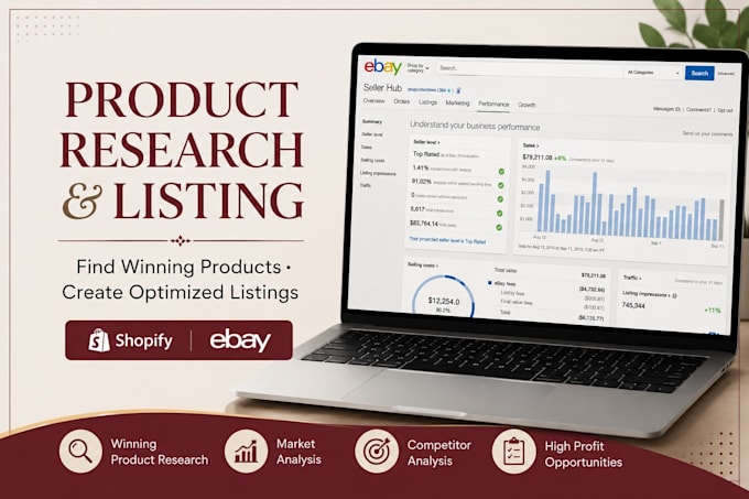 do product research and listing for shopify and ebay