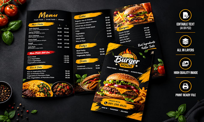 design food flyer, restaurant menu and menu design