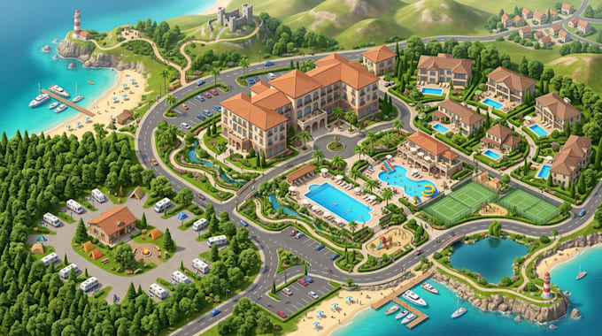 create hotel map resort campground map tourism wayfinding map city event map