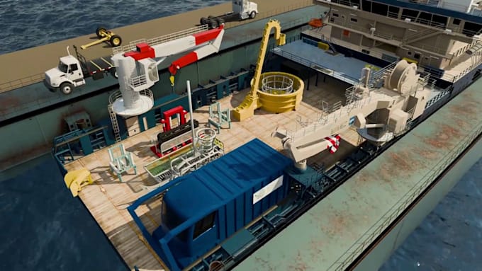create 3d undersea cable, 3d product animation and 3d machine animation