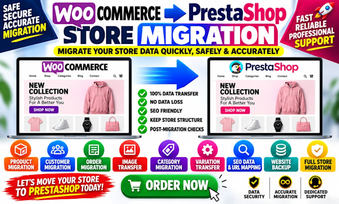 migrate woocommerce to prestashop with product customer order data migration