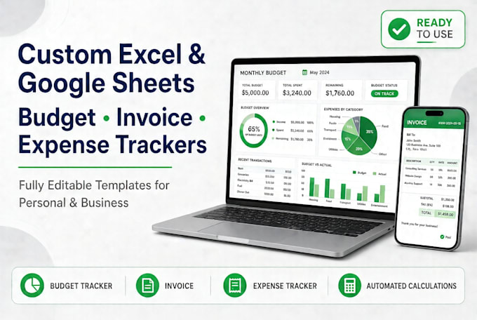 create editable excel google sheets budget invoice expense tracker templates