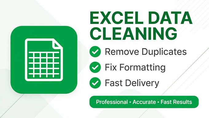 clean excel data, remove duplicates, fix formatting and data cleaning in 1 day