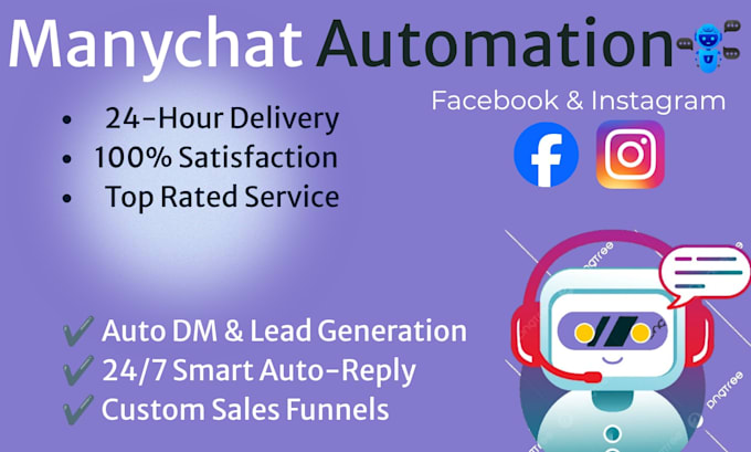 build  manychat chatbot automation  for instagram  and facebook