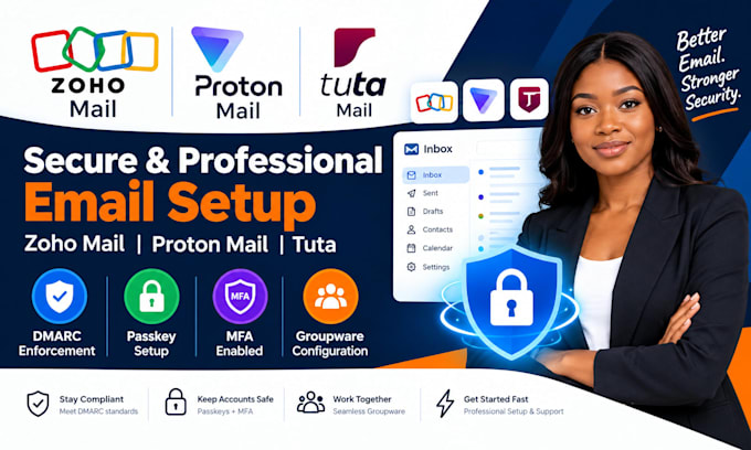 setup zoho mail proton tuta with dmarc enforcement passkey mfa groupware