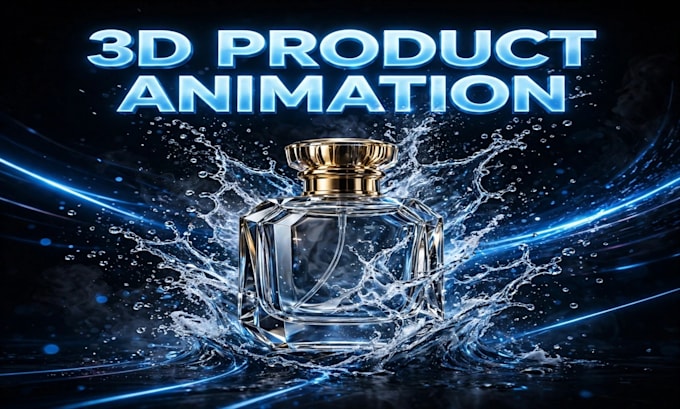 create 3d perfume bottle animation with colorful splash ad video
