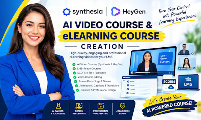 do elearning course powerpoint to synthesia ai video training lms scorm upload