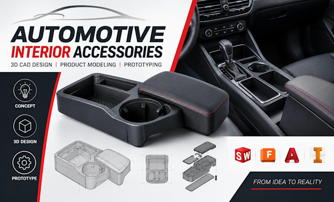 automotive interior accessories, 3d cad design, product modeling, prototyping