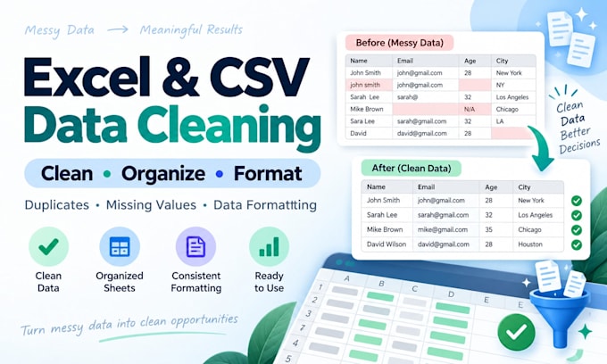 clean organize and format your excel or CSV data