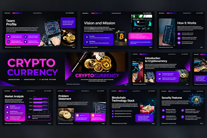 modern crypto blockchain pitch deck nft web3 investor fundraising presentation