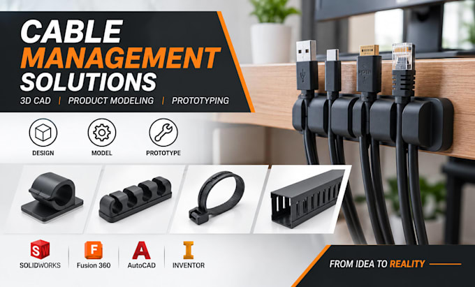 cable management hardware, 3d cad, cable organizer design, product prototyping