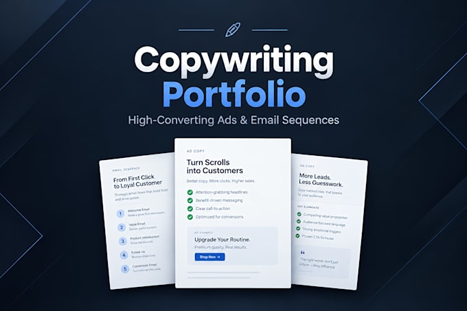 write high converting facebook ad copy and marketing email