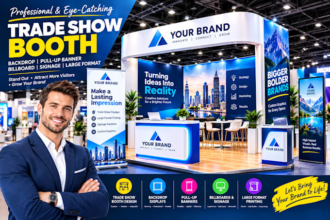 design trade show booth backdrop pull up banner billboard signage large format