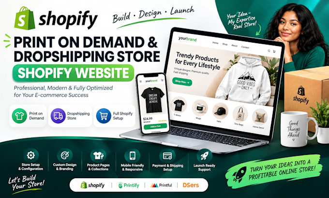 build shopify print on demand dropshipping store shopify website shopify pod
